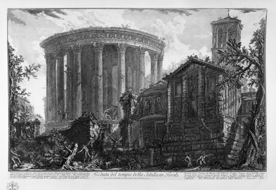 Gezicht op de tempel van de Sibille in Tivoli door Giovanni Battista Piranesi